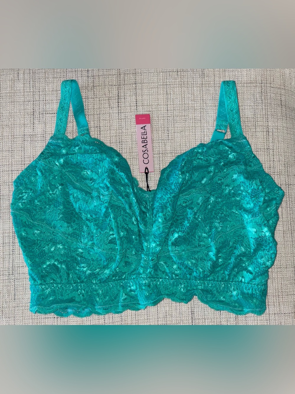 Cosabella Never Say Never Curvy Sweetie Bralette in Addy Green Size XL NWT
